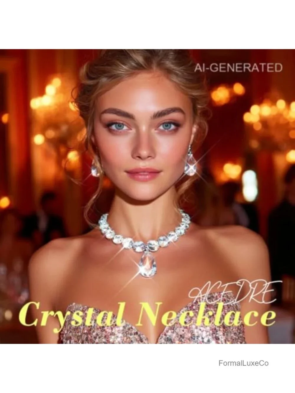 Chunky Rhinestone Choker Necklace Sparkly Crystal Wedding Prom Jewelry